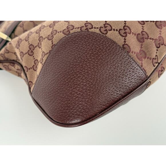 Gucci Horsebit Burgundy Canvas Drawstring Shoulder Bag Canvas - Picture 7 of 16